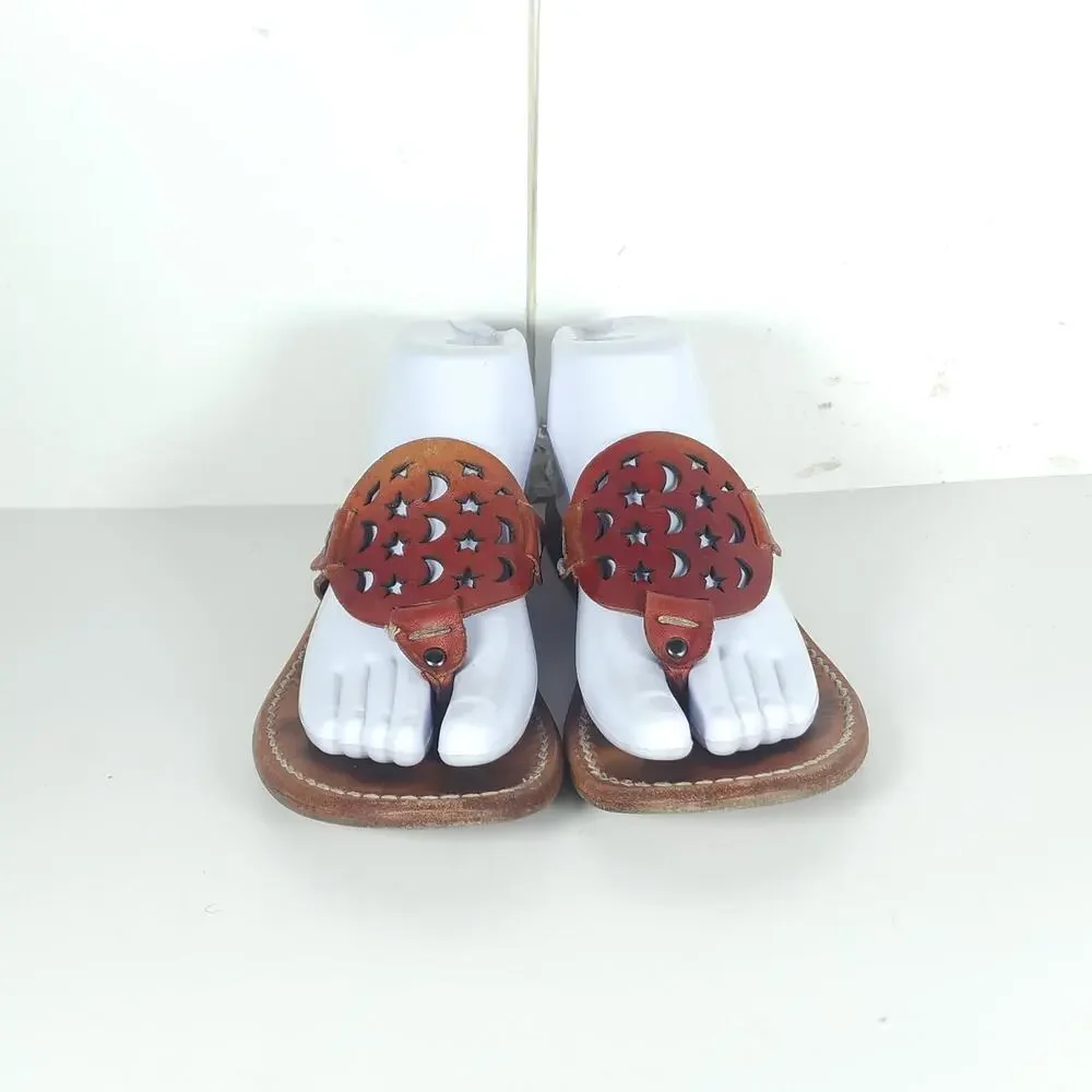 Freebird by Steven Women's Vallarta US8 Red Leather Moon Stars Thong Sandals